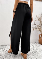 Black Flare Leg Elastic Waist High Waisted Pants