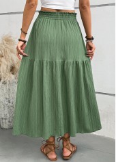 Green A Line Elastic Waist Maxi Skirt