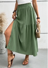 Green A Line Elastic Waist Maxi Skirt