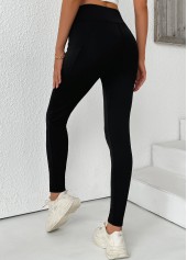 Black Elastic Waist High Waisted Ankle Length Leggings