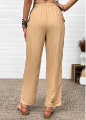 Dark Camel Straight Leg Elastic Waist High Waisted Pants