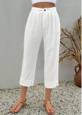 White Button Fly High Waisted Pants