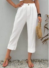 White Button Fly High Waisted Pants