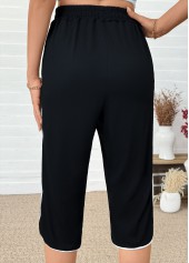 Black Straight Leg Elastic Waist High Waisted Pants