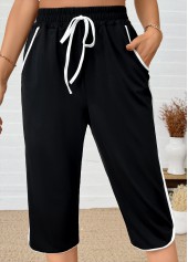 Black Straight Leg Elastic Waist High Waisted Pants