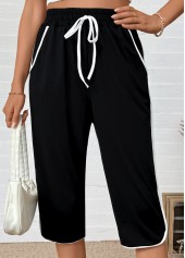 Black Straight Leg Elastic Waist High Waisted Pants