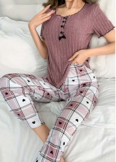 Plaid Dark Reddish Purple Lounge Top and Pants