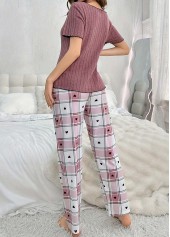 Plaid Dark Reddish Purple Lounge Top and Pants