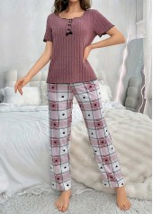 Plaid Dark Reddish Purple Lounge Top and Pants