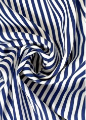 Striped Blue Straight Leg Elastic Waist Mid Waisted Pants