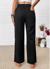 Black Straight Leg Elastic Waist High Waisted Pants