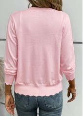 Tummy Coverage Pink Long Sleeve V Neck Light Cardigan
