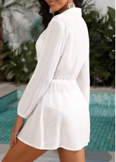White Button Long Sleeve Cover Up