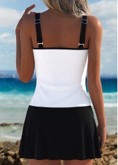 Mid Waisted White V-Neck Tankini Set