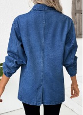Tummy Coverage Denim Blue Long Sleeve Lapel Coat