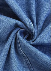 Tummy Coverage Denim Blue Long Sleeve Lapel Coat