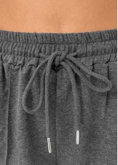 Pocket Dark Grey Marl Straight Leg Elastic Waist Pants