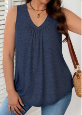 Navy Sleeveless V Neck Tank Top