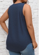 Navy Sleeveless V Neck Tank Top