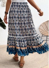 Tribal Print Multi Color A Line Elastic Waist Skirt