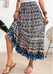 Tribal Print Multi Color A Line Elastic Waist Skirt
