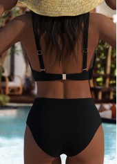 Mid Waisted Leopard Black Bikini Set