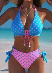 Mid Waisted Polka Dot Multi Color Bikini Set