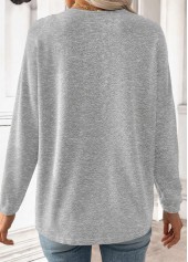 Light Grey Long Sleeve V Neck T Shirt