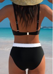 Criss Cross Contrast Black Bikini Set