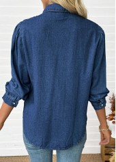 Tummy Coverage Denim Blue Long Sleeve Shirt