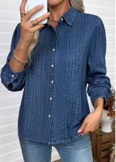 Tummy Coverage Denim Blue Long Sleeve Shirt