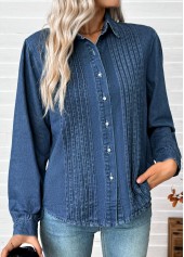 Tummy Coverage Denim Blue Long Sleeve Shirt
