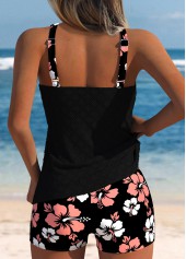 Mid Waisted Floral Print Coral Tankini Set