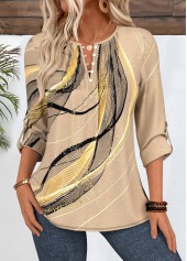 Geometric Print Light Coffee T Shirt