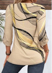 Geometric Print Light Coffee T Shirt