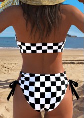 Mid Waisted Plaid Black Bikini Set
