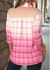 Button Up Plaid Pink Long Sleeve Shirt