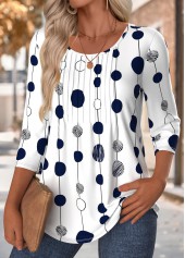 Polka Dot Multi Color 3/4 Sleeve T Shirt