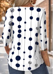 Polka Dot Multi Color 3/4 Sleeve T Shirt