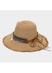 Light Camel Wide Brim Straw Hat