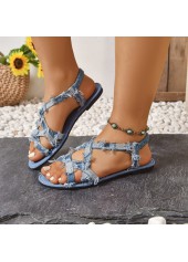 Denim Blue Color Peep Toe Falt