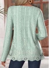 Sage Green Long Sleeve Round Neck T Shirt