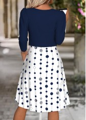 Polka Dot Navy Long Sleeve Dress and Cardigan