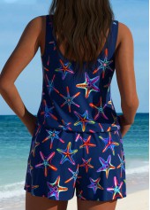 Marine Life Print Navy One Piece Swimwear