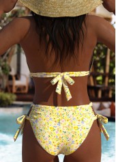 Low Waisted Floral Print Yellow Bikini Set