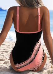 Marble Print Black One Piece Swimwear
