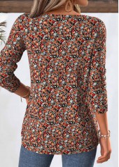 Ditsy Floral Print Multi Color Long Sleeve T Shirt