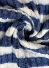 Striped Kangaroo Pocket Blue Long Sleeve Hoodie