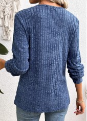 Blue Long Sleeve V Neck Sweatshirt
