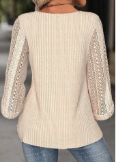 Beige 3/4 Sleeve Round Neck Blouse